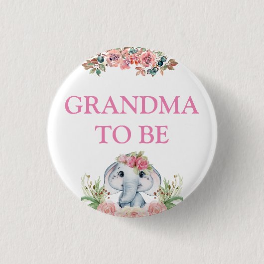 Elephant Baby Shower Oma zu sein Button (Vorderseite)