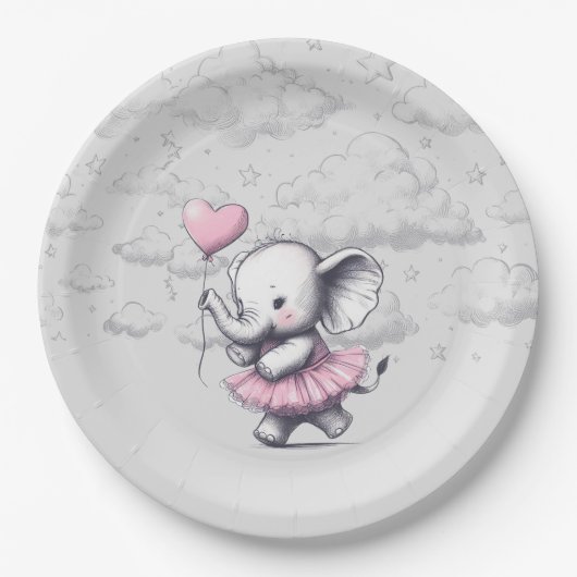 Elephant Baby Shower Pappteller (Vorderseite)