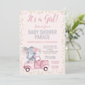 Elephant Baby Shower Parade Einladung (Stehend Vorderseite)