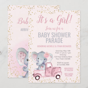 Elephant Baby Shower Parade Einladung