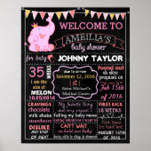 Elephant Baby Shower Party Chalkboard-Zeichen Girl Poster (Vorne)