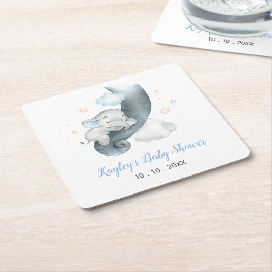 Elephant Baby Shower Personalisiert (Elephant Clou Rechteckiger Pappuntersetzer (angewinkelt)