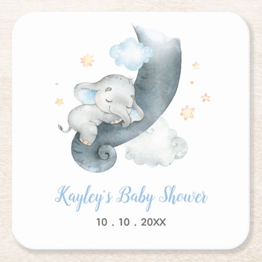 Elephant Baby Shower Personalisiert (Elephant Clou Rechteckiger Pappuntersetzer (Vorderseite)