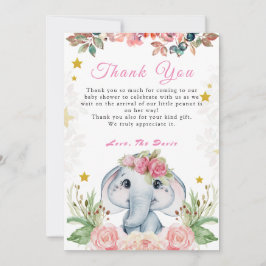 Elephant Baby Shower Pink Blume Danke Karte