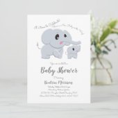 Elephant Baby Shower Pink Girl Einladung (Stehend Vorderseite)
