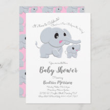 Elephant Baby Shower Pink Girl