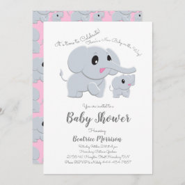 Elephant Baby Shower Pink Girl Einladung