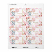 Elephant Baby Shower Pink Rücksendeadressen-Aufkle (Vorne)