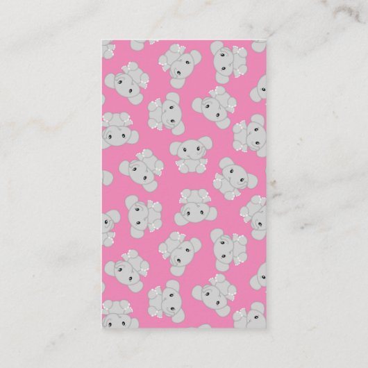 Elephant Baby Shower Pink Safari Girl Begleitkarte (Rückseite)