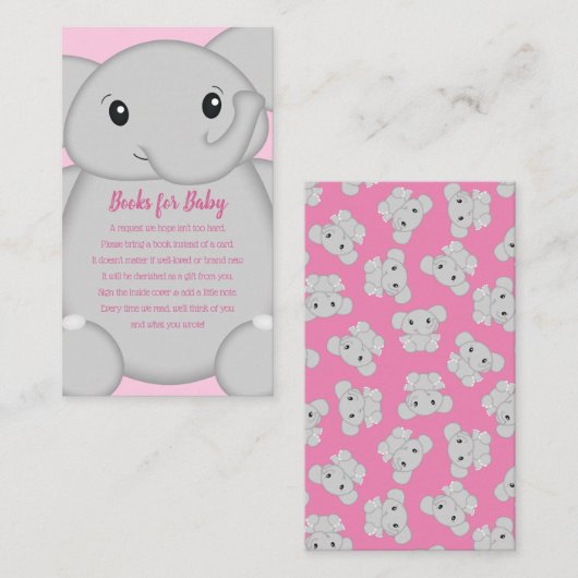 Elephant Baby Shower Pink Safari Girl Begleitkarte (Vorne/Hinten)