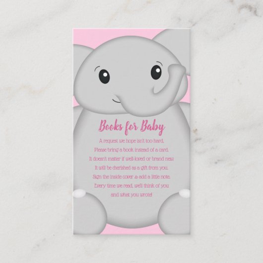Elephant Baby Shower Pink Safari Girl Begleitkarte (Vorderseite)