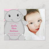 Elephant Baby Shower Pink Safari Girl Postkarte (Vorderseite)