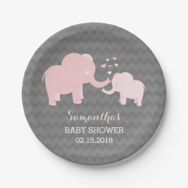 Elephant Baby Shower Pink und Grau Paper Teller