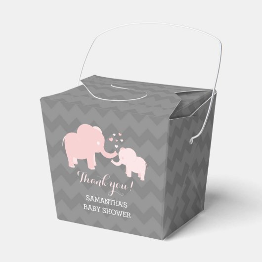 Elephant Baby Shower Pink und Gray Favor Box Geschenkschachtel (Vorderseite)