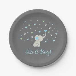 Elephant Baby Shower Plate, ein Boy Plate Pappteller