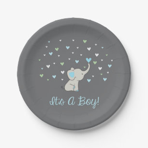 Elephant Baby Shower Plate, ein Boy Plate Pappteller