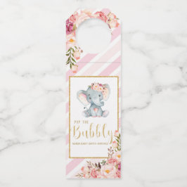 Elephant Baby Shower Pop die Bubbly Champagne Tags Flaschenanhänger