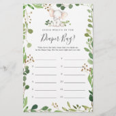 Elephant Baby Shower rät, was in der Windelbeutel (Vorderseite)