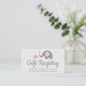 Elephant Baby Shower Registry Inserts in Pink (Stehend Vorderseite)