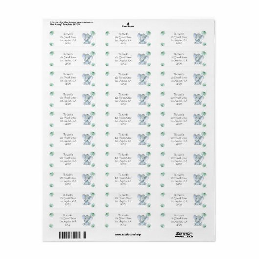 Elephant Baby Shower Return Labels (Vorne)
