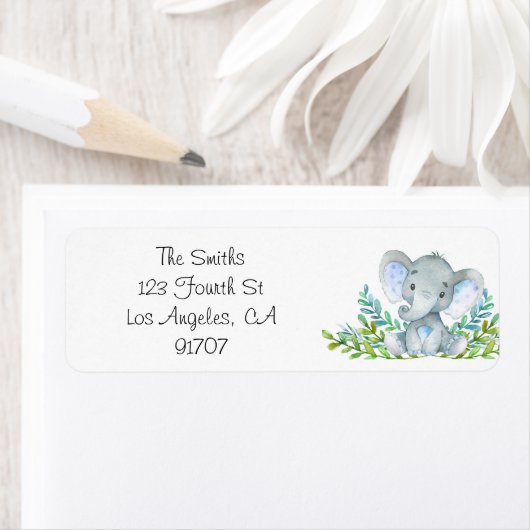 Elephant Baby Shower Return Labels (Insitu)