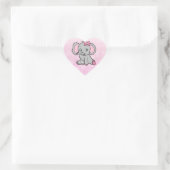 Elephant Baby Shower Rosa und Grau Herz-Aufkleber (Tasche)