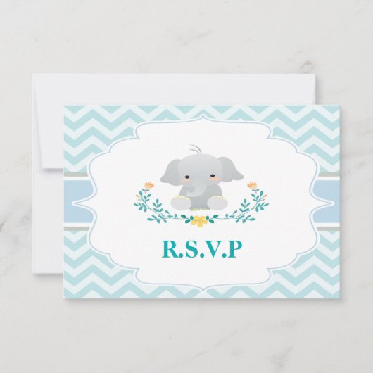 Elephant Baby Shower RSVP Card Karte (Vorderseite)