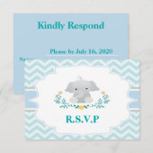 Elephant Baby Shower RSVP Card Karte (Vorne/Hinten)