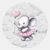 Elephant Baby Shower Runder Aufkleber (Vorderseite)