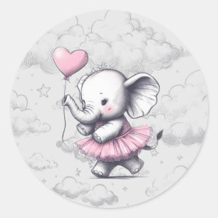 Elephant Baby Shower Runder Aufkleber
