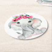 Elephant Baby Shower Runder Pappuntersetzer (Angewinkelt)