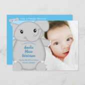 Elephant Baby Shower Safari Blue Boy Postkarte (Vorne/Hinten)