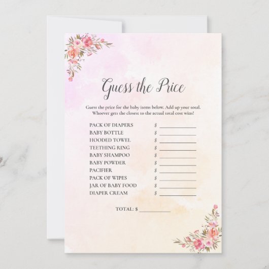 Elephant Baby Shower schätzt den Preis Einladung (Vorderseite)