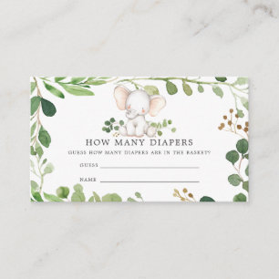 Elephant Baby Shower schätzt, wie viele Windeln Begleitkarte