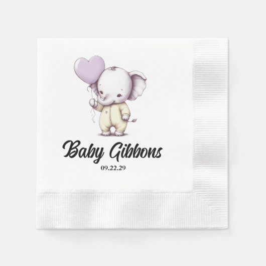 Elephant Baby Shower Serviette (Vorderseite)