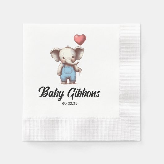 Elephant Baby Shower Serviette (Vorderseite)