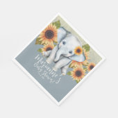 Elephant Baby Shower Sonnenblume Glitzer Dusty Blu Serviette (Ecke)