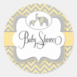 Elephant Baby Shower Sticker in Gelb Zickzack