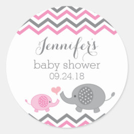 Elephant Baby Shower Stickers | Rosa Grau Zickzack