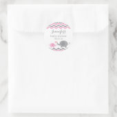 Elephant Baby Shower Stickers | Rosa Grau Zickzack (Tasche)