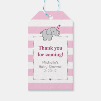 Elephant Baby Shower Tag - Mädchen Geschenkanhänger