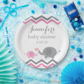 Elephant Baby Shower Teller | Rosa Grau Zickzack (Party)