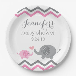 Elephant Baby Shower Teller | Rosa Grau Zickzack