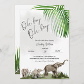 Elephant Baby Shower Twin Boys Baby Einladung (Vorne/Hinten)