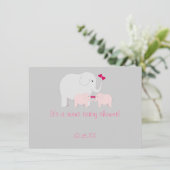 Elephant Baby Shower Twin Girls Einladung (Stehend Vorderseite)