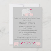 Elephant Baby Shower Twin Girls Einladung (Rückseite)