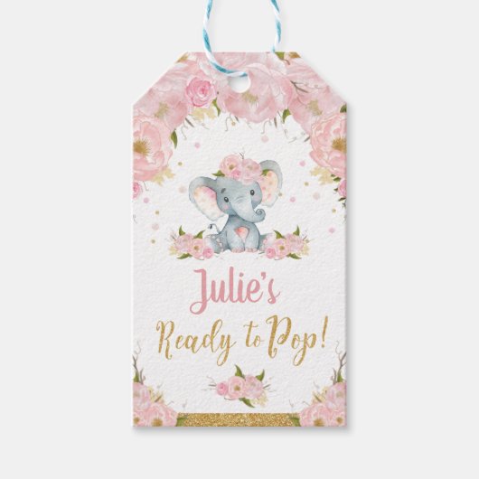 Elephant Baby Shower Über den Pop Gefallen Geschen Geschenkanhänger (Vorderseite)