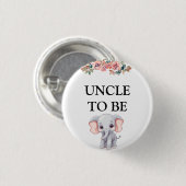 Elephant Baby Shower Uncle Button (Vorne & Hinten)