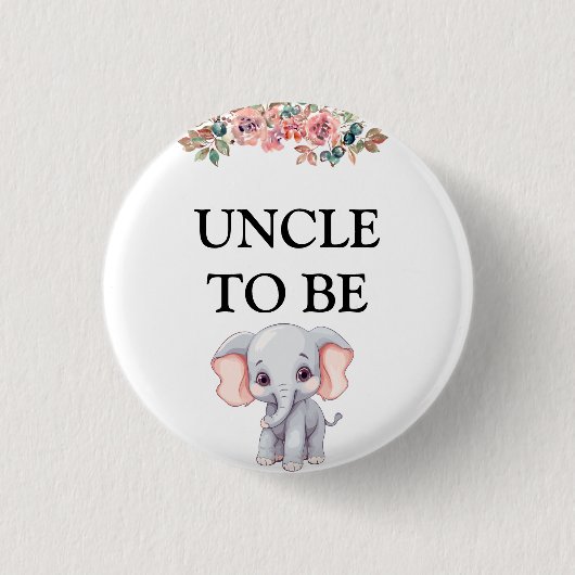 Elephant Baby Shower Uncle Button (Vorderseite)