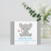 Elephant Baby Shower Vielen Dank Hinweis Polka Dot Postkarte (Stehend Vorderseite)